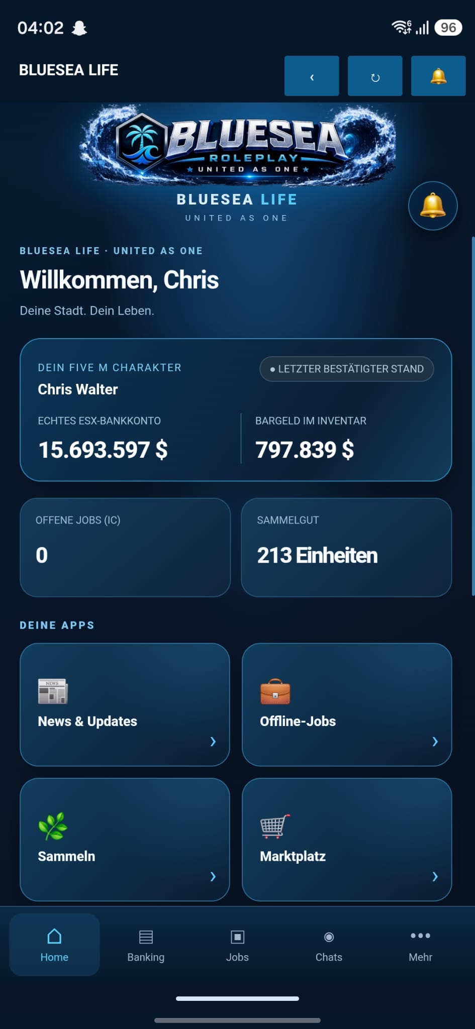 BlueSea Life App Screenshot